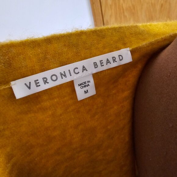 VERONICA BEARD Estella Cardigan Belted Yellow Sweater Baby Alpaca Blend Size M - Picture 14 of 14